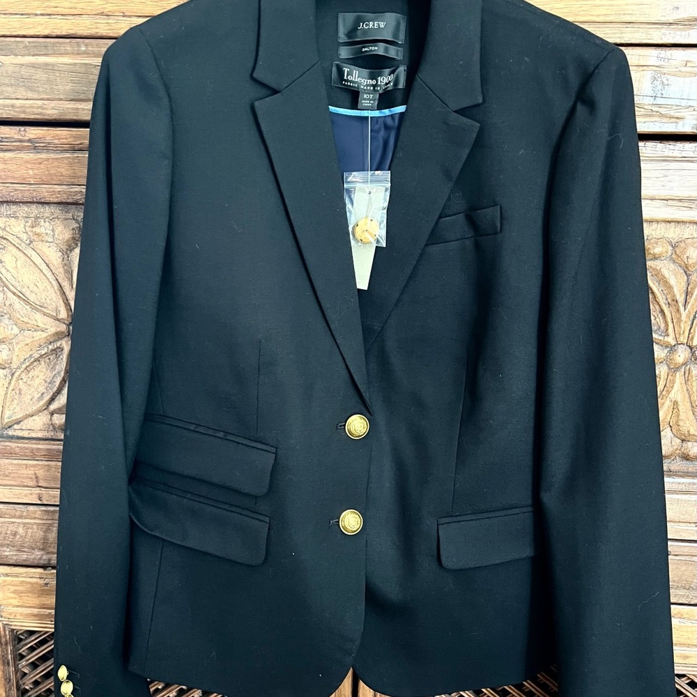 J.Crew NWT Dalton Black Blazer in Italian stretch wool, size 10T